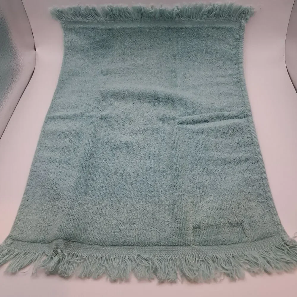 Martex Westpoint Pepperell USA Aqua Hand Towels (3) Butterfly Applique Fringes